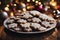 Photography of a christmas cookies on a plate, xmas background