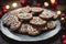 Photography of a christmas cookies on a plate, xmas background