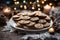 Photography of a christmas cookies on a plate, xmas background