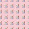 Photography collage unicorn toasts on pink background seamless pattern