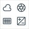 photography line icons. linear set. quality vector line set such as exposure, rule of thirds, aperture
