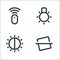 photography line icons. linear set. quality vector line set such as horizontal line, brightness, light bulb