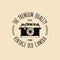 Photography logo. Vector vintage old camera label, badge, emblem. Hand sketched illustration for studio, store etc.