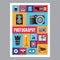 Photography - mosais flat design poster. Vector icons set.