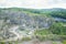 Photography of an open pit development, top view. Quarry mining of minerals and minerals, mines and industry