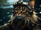 photography of steam punk cat in sea, insane detail AI generative