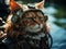 photography of steam punk cat in sea, insane detail AI generative