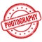 PHOTOGRAPHY text on red grungy round rubber stamp