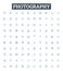 Photography vector line icons set. Photographer, Shutter, Aperture, Camera, Capture, Photo, Canon illustration outline