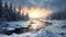 Photoreal Winter Landscape Illustration Of Quebec Province