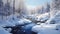 Photoreal Winter Landscape Image Of A River In Quebec Province