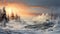 Photoreal Winter Landscape In Quebec Province: Digital Fantasy With Snowy Trees