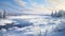 Photoreal Winter Landscape In Quebec Province: Digital Painting Inspired By Gediminas Pranckevicius And Win Aaltonen