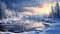 Photoreal Winter Landscape In Quebec Province: A Dreamlike Hues Of Norwegian Nature