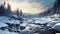 Photoreal Winter Landscape In Quebec Province: Expansive Terragen Inspired Nature Imagery