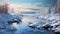 Photoreal Winter Landscape: Quebec Province\\\'s Mesmerizing River And Snow Covered Trees