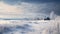 Photoreal Winter Landscape In Quebec Province: Soft, Dreamy Terragen Scene With Snowy Field And Cabin