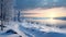 Photoreal Winter Wallpaper: Sunset In Snowy Quebec Province Landscape