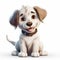 Photorealistic 3d Cartoon Puppy On White Background