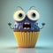 A Photorealistic 3D Cup Cake With Big Eyes and a Smile - Global Illumination