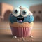 A Photorealistic 3D Cup Cake With Big Eyes and a Smile - Global Illumination