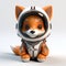 Photorealistic 3d Fox Model In Nasa Space Helmet