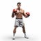 Photorealistic 3d Model Of Boxing Man On White Background