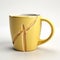 Photorealistic 3d Printed Yellow Coffee Mug With Symbolic Animal Cracks