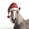 Photorealistic 3d Rendering Of A Horse Wearing A Santa Hat