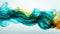 Photorealistic Abstract Art Banner With Teal Ink Swirling In Water