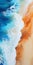 Photorealistic Aerial View Painting Of Waves And Sand In Orange And Blue