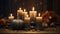 photorealistic, all saints\\\' day background, sober, candles, soft tones, for all Saints Day or All Souls\\\' Day