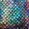 photorealistic background with rainbow fish scales. print with golden iridescent fish scales, a fairy-tale mermaid