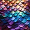 photorealistic background with rainbow fish scales. print with golden iridescent fish scales, a fairy-tale mermaid