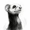 Photorealistic Black And White Ferret Drawing With Distinctive Noses