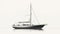 Photorealistic Black And White Sailboat Artwork