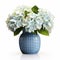 Photorealistic Blue Hydrangea In Modern Ceramic Vase