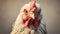 Photorealistic Close-up Of White Rooster With Red Beak