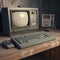 photorealistic computer, Old vintage office, Generative Ai