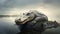 Photorealistic Crocodile On Rock: A Characterful Animal Portrait
