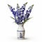 Photorealistic Delphinium In Modern Mat Ceramic Vase