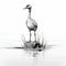Photorealistic Drawing Of A Crane In Water