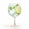 Photorealistic Gin And Tonic Cup Mockup With Lime And Mint