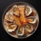 Photorealistic Gourmet Dish, Oysters on a Plate, Topview Perspective