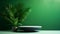 Photorealistic Green Plants on a Vibrant Green Wall. Generative AI