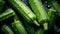 Photorealistic Grocery Art: Raindrop-covered Cucumbers On Sleek Metallic Surface