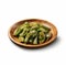 Photorealistic Hallyu Style Wooden Plate With Green Vegetables