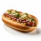 Photorealistic Hot Dog On Bun With Isolated White Background