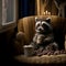 Photorealistic illustration little raccoon