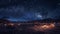 photorealistic image shot, desert nomad camp under a starry sky